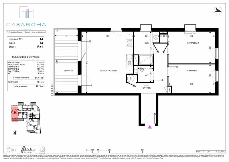 Appartement neuf 3 pièces avec terrasse Marseille 13008 Quartier Pointe Rouge - Vieille Chapelle avec Box fermé