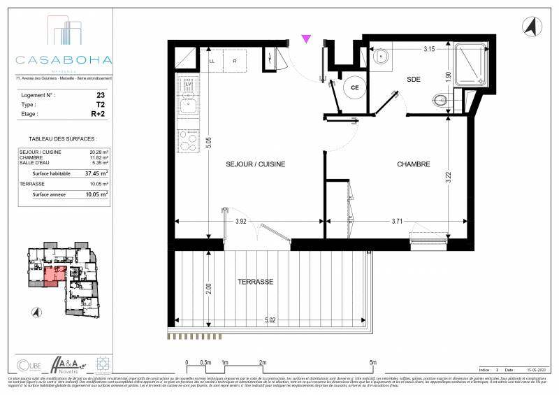 Appartement neuf T2 avec terrasse, avec stationnement Marseille 13008 -Pointe Rouge - Vieille Chapelle