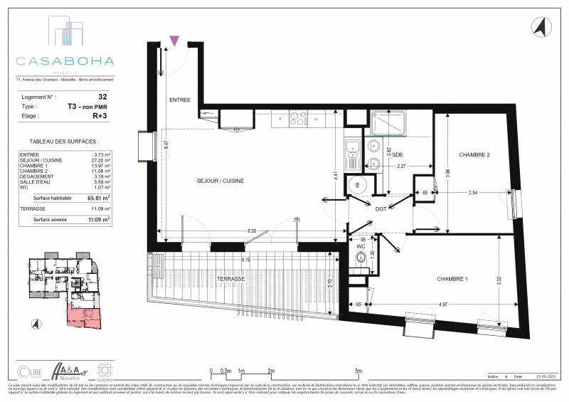 Appartement neuf T3 1er étage Exposition Sud, quartier la vieille Chapelle - Marseille 13008