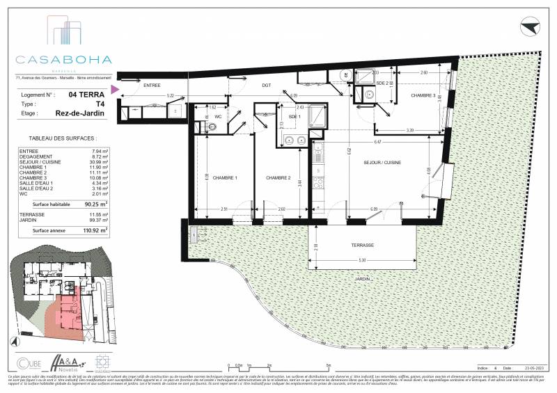 Appartement neuf T4 avec jardin dans une résidence à l'esprit Bohème à Marseille Pointe Rouge