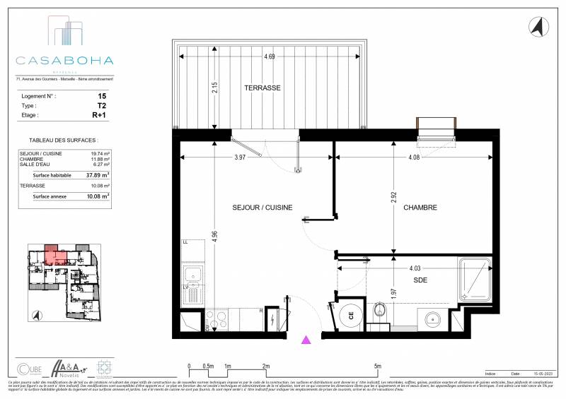 Appartement neuf 2 pièces avec terrasse et Box fermé à Marseille 13008 Quartier Pointe Rouge - Vieille Chapelle