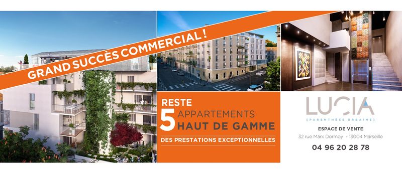 LUCIA : GRAND SUCCES COMMERCIAL POUR CES APPARTEMENTS HAUT DE GAMME AU CŒUR DU 4EME ARR. DE MARSEILLE